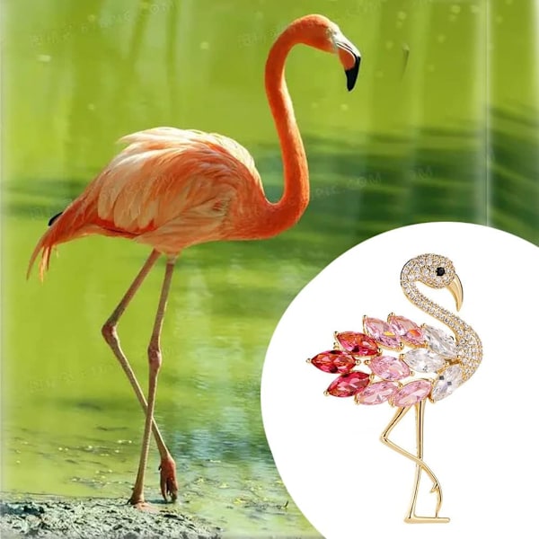 Flamingoer Vilde Dyr Brosche Reversnål Kvindernes Rhinestone Krystal Graceful Emjle Fugl Brosche Brosche Nål til Kvinder Piger