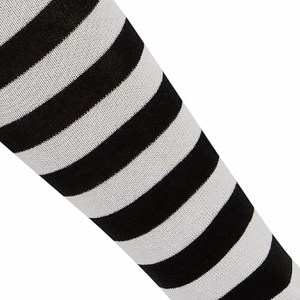 1 Pari Sukkia (Valkoinen ja Musta) Unisex Raidallinen Polven Pituinen Miehille ja Naisille