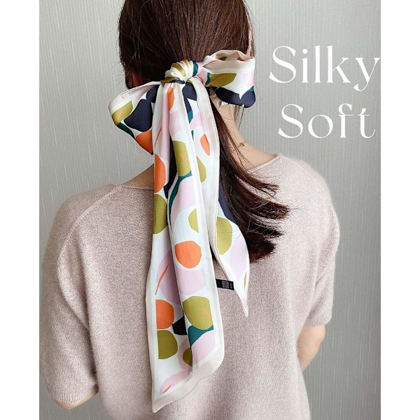 Hårscarf för Kvinnor Mode Silkeslen Satin Huvudduk Omlott Andningsbar Lättviktig Halsduk För Handväska Accessoarer