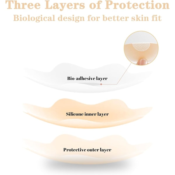 10 Par Brystvortebeskyttere for Kvinner, Silikon Brystvortepads Klebrige Usynlige, Gjenbrukbare Vanntette Selvklebende Brystblader Beige