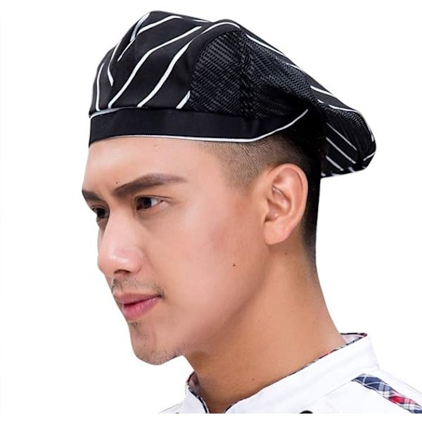 Unisex Puuvillakokkihattu (Raido) Kokin Toque Hengittävä Kokin Baretti
