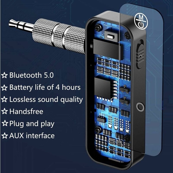 Bluetooth 5.0 Modtager, Bil Bluetooth Adapter Støjreducerende, Au