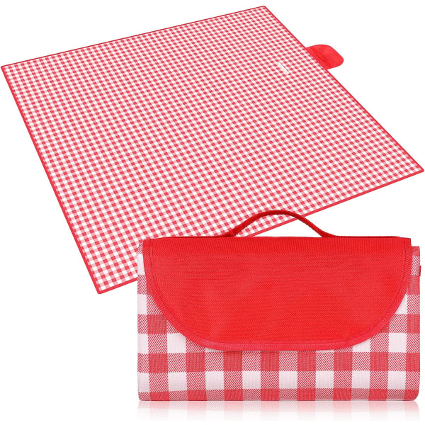 200 * 200 cm röd och vit picknickfilt, hopfällbar picknickfilt