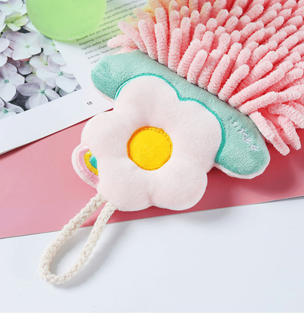 (Vit) Hängbar Chenille Blommig Barnhandduk, Handduk, Ab