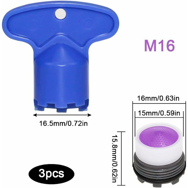 Kranluftares M16 3-pack Insats Kranmunstycke Universal Köksvatten