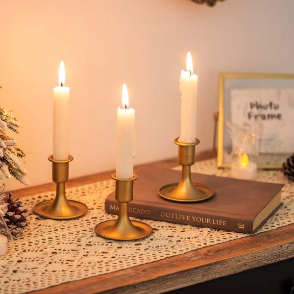 Guld bryllup lysestager kandelaber - sæt med 6 små dekorative