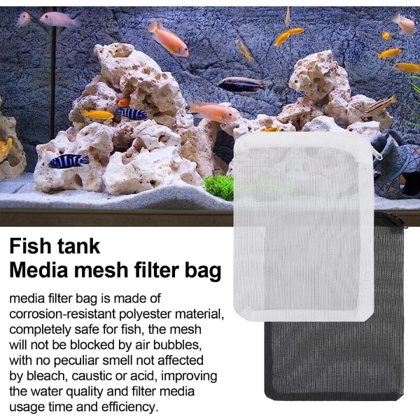 Akvariumfilterposer, 10 stk Akvariumfiltermedieposer med glidelås