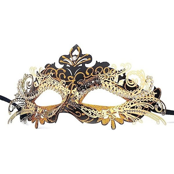 Ocean Venetians mask (svart guld), för maskeradboll och kostym, för