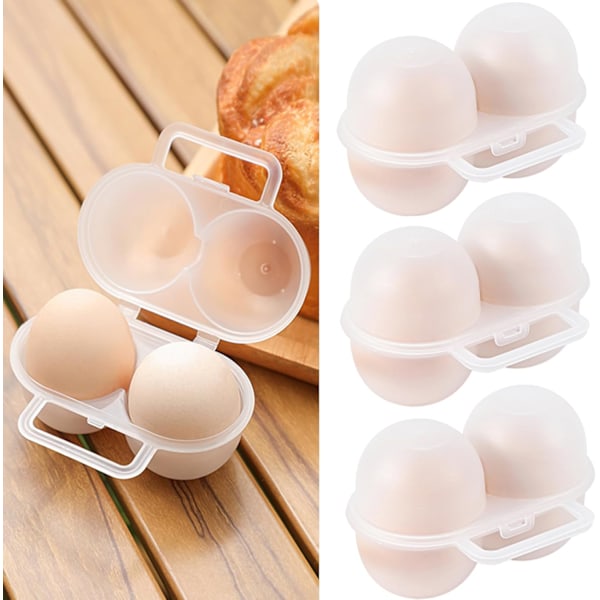 3-pack äggbox, bärbar ägghållare i plast, äggförvaringsbehållare, äggorganiseringsbox för kylskåp, camping (2 rutnät)
