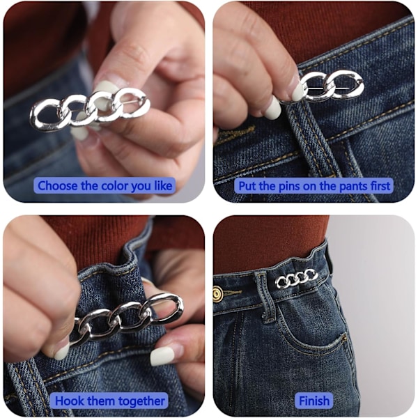 3 Set Byxåtdragare för Midja Kvinnor Jeans Åtdragningsklämmor för att Göra Byxmidjan Mindre Justera Midjeklämmor