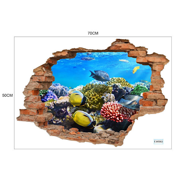 3D-seinätarra Seinäaukko-kuvio (kala)
