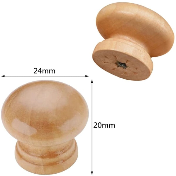 10 stk Runde Møbelknapper 24mm Tre Enkelt Hull Håndtak for