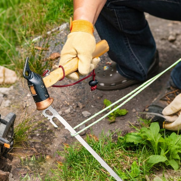 Teltplugger for camping, 6-pakning kraftig sett, jordspiker i rustfritt stål, slitesterke trampolinenagler, gjenbrukbare ankre for gårdsplass og baldakin