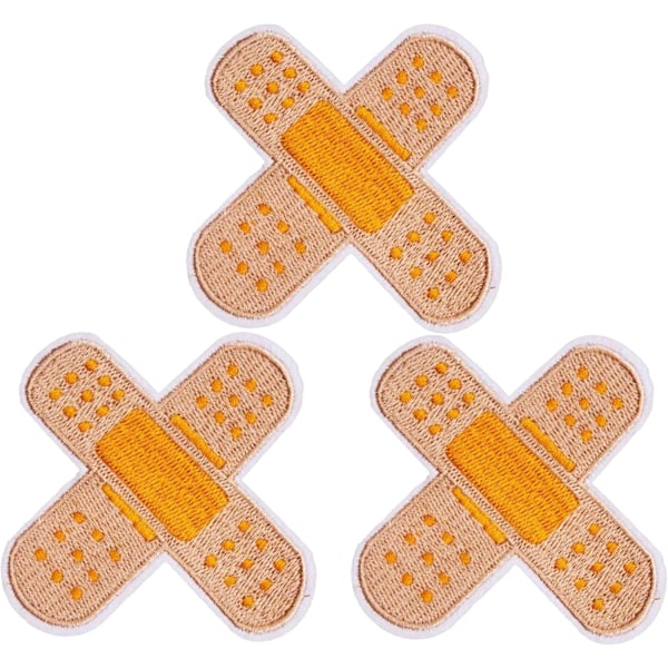 Sy eller stryg på patches, 3 stk søde plaster-strygepatches til tøj, gul farve broderi patches til jakker, sjove design patches til jeans, Pat