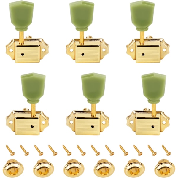 Vintage 50-tals Stil Gitarr Stämknappar 15:1 Förhållande 3L3R Gitarrsträng Stämningsmaskiner 8mm Stift Hål för Les Paul LP SG ES Pack med 6 JT/JXQ-06 Guld