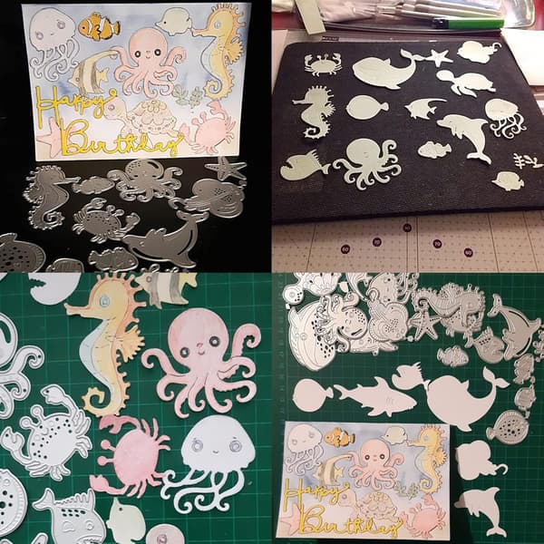 Set med 16 scrapbookingdies, olika havsdjur