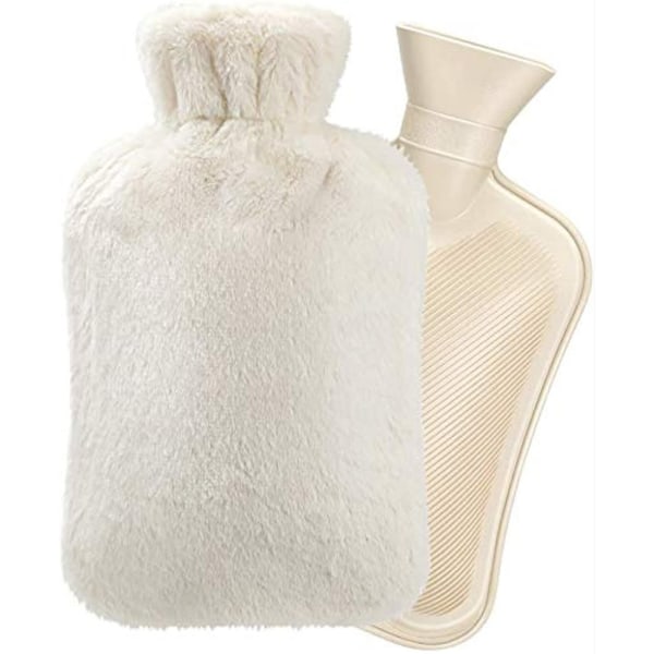 Varmvattenflaska med cover, 2L vitt läcksäkert varmvatten