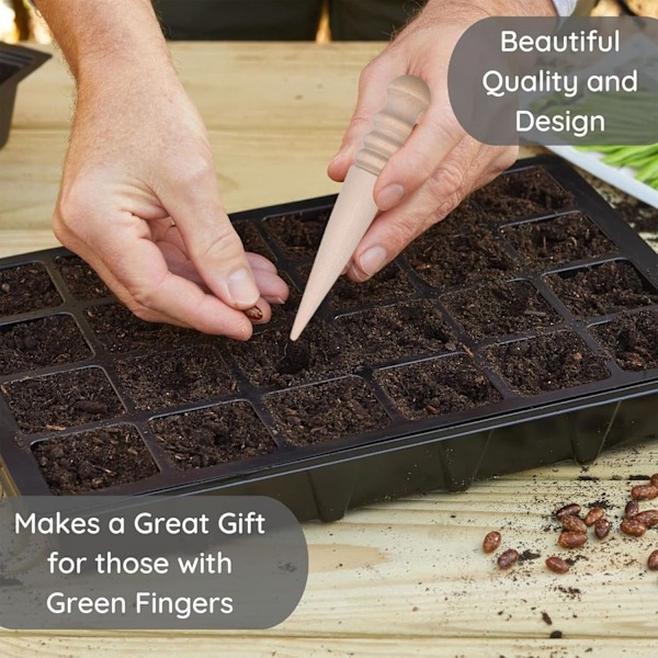 2 st. Planteringspinne för fröplantor - Planteringspinne för fröplantor, Miniatyr Planteringspinne | Trädgårdsredskap, Lättgreppad Planteringspinne i trä för plantering av lökar, Omplantering