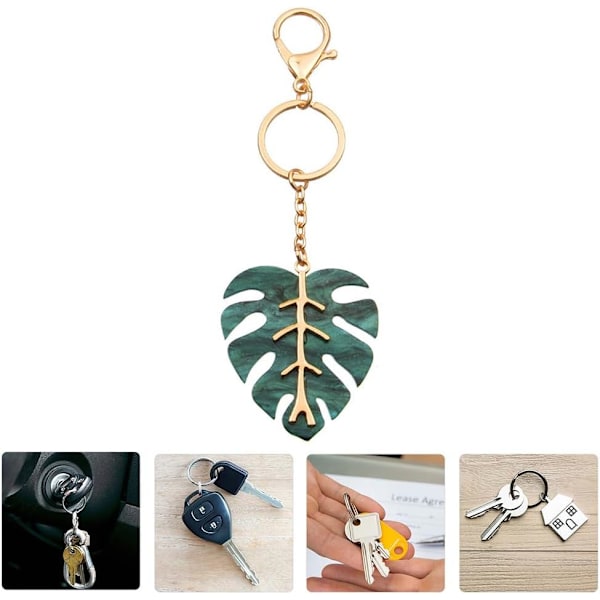 Kvinner Nøkkelring Plante Tropisk Palmeblad Nøkkelring Veske Anheng Nøkkelholder for Boho Hawaii Luau Sommerfest Utstyr Bursdag Graduation