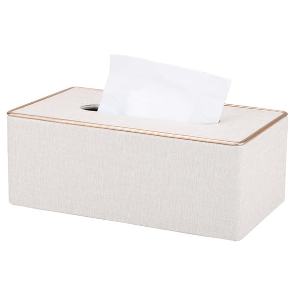 Vävnadslådaöverdrag, Beige Rektangulär PU-Läder Kleenex Vävnadslåda