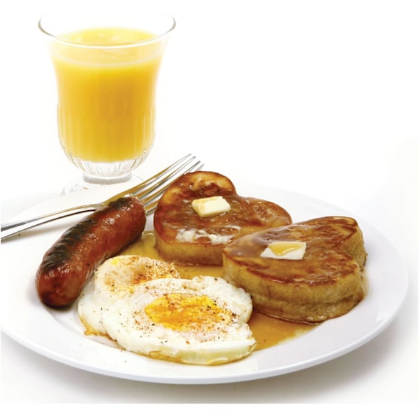 2 stycken, silikonhjärtformade pannkakor/äggringar, en storlek, röd