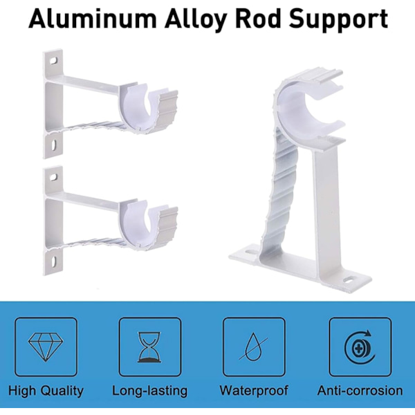 4-pack Aluminiumlegering Gardinstångshållare för Vägg, Gardinstångshållare, Vit