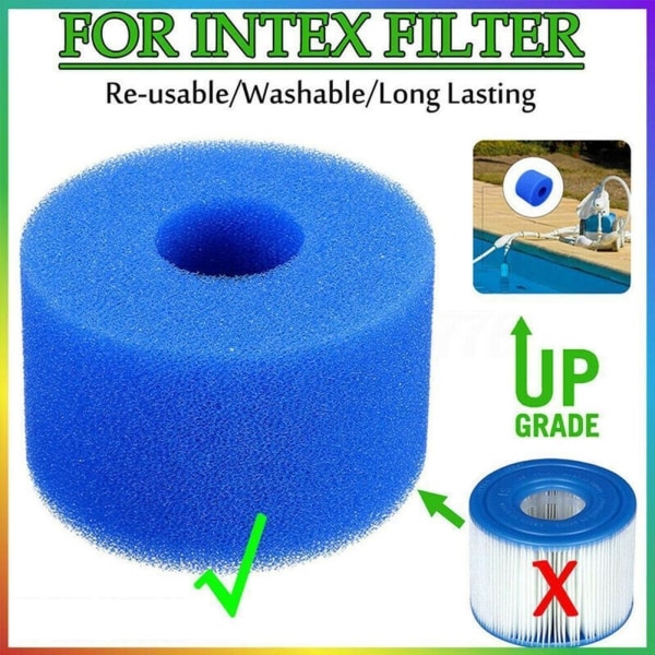 2 stk 108*40*73mm Gjenbrukbare Svømmebasseng Vaskbare Filter Svamp Blå