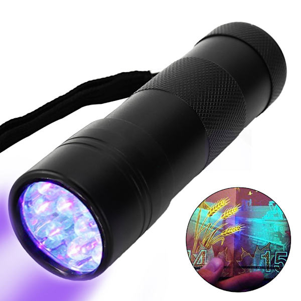 Manikyyrivalo Violetti Taskulamppu 12LED UV Ultravioletti