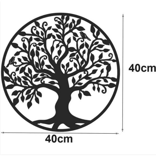 Metal Tree of Life Vægindretning Silhouette Kunstgave Indendørs Udendørs