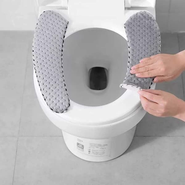 2 Par Toiletklapbeskyttere i Blød, Tyk Grå Polstring med Anti-Skrid