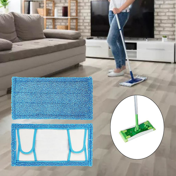 2st Golvmopp Tyg Tvättbar Mopp Pad För Swiffer Sweeper Mop Clo