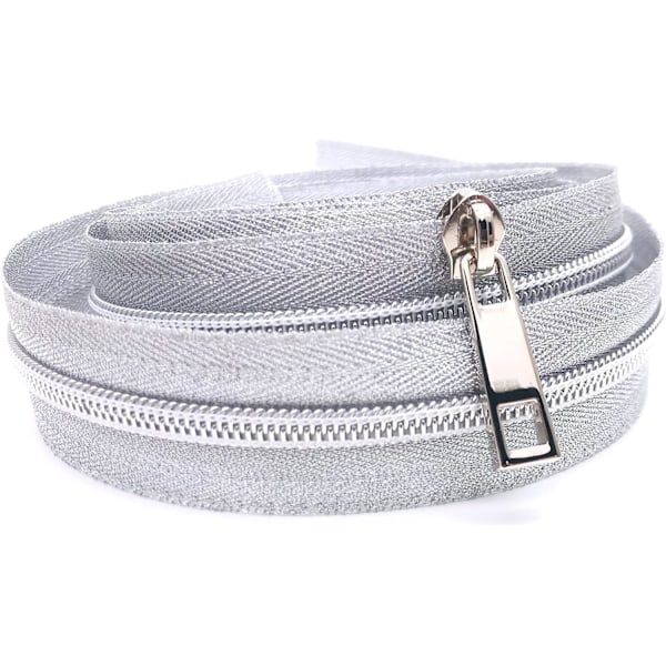 30 stk. #5 Glidelåsdragere Metall Nylon Spiral Glidelåsdrager Bulk Glidelåsskyver Glidelåshode for Veskeveskelaging Håndveskelaging Håndverk Søm Sølv