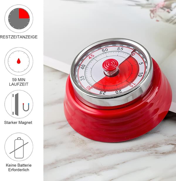 Visuel analog timer, 60-minutters visuel analog timer-værktøj, mekanisk og magnetisk timer, tidsstyring for børn og voksne