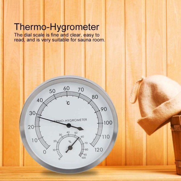 Analogt termo-hygrometer, 2 i 1 termometer i rustfrit stål Hygr
