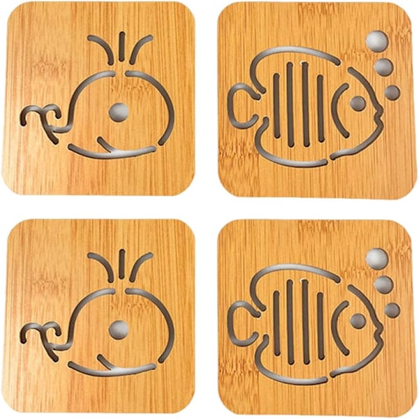 Sæt med 4 coasters, søde træ coasters, vaskbare isolerede coasters, til hjemmet, café, sofabord