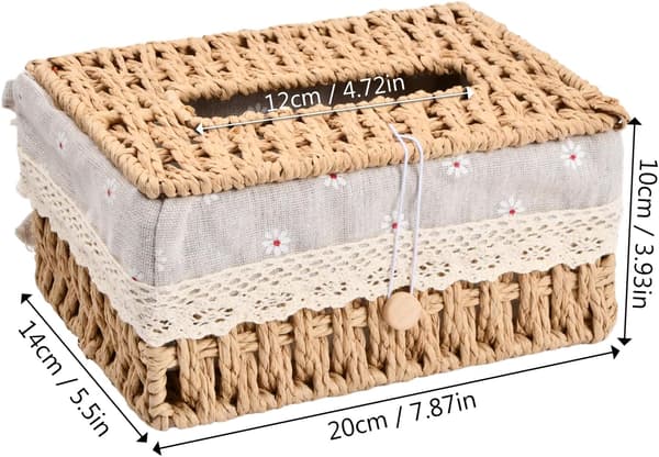 1 stk (20x14x10cm) Rektangulær Flettet Vevboks Rattan Vevboks