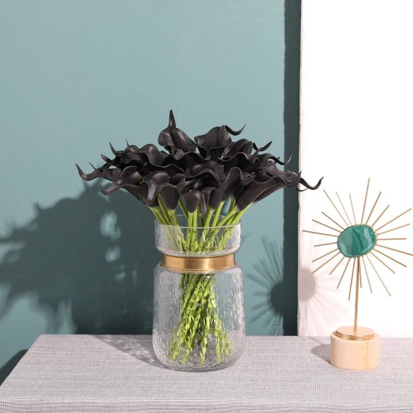 24 stk Kunstige Latex Calla Lily, Realistisk Enkelt Stilk Calla L