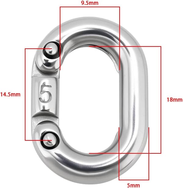 5 stk. 5 mm 316 rustfrit stål split samlekædeled kraftige kædeledsforbindelser C-formet splitforbindelse til kædeforbindelse marinekvalitet