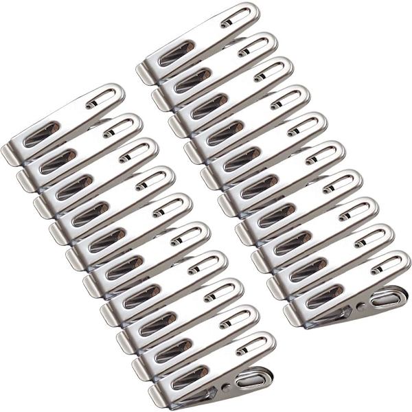 20 Rustfrie Stål Klesklyper, 4 cm Metall Klesklyper, Vaskeri