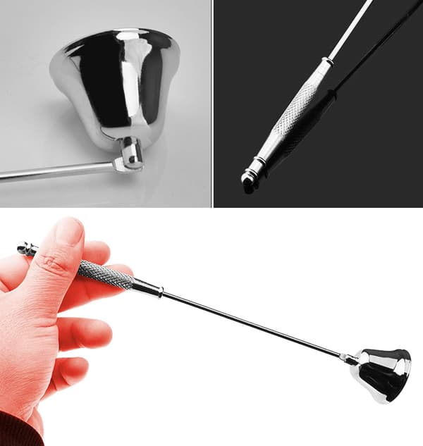 Antik svart rustfritt stål lyslukker med 20 cm lang