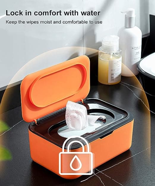 Servietdispenser (Orange), Opbevaringsboks til babyservietter, Beholder til vådservietter