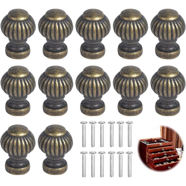 12 stycken Mini Lådknoppar, Vintage Dörrknopp, Mini Möbelknoppar, Mini Retro Handtag, Möbelknopp, Dörrknopp, Möbelknopp med Skruvar, för Dr