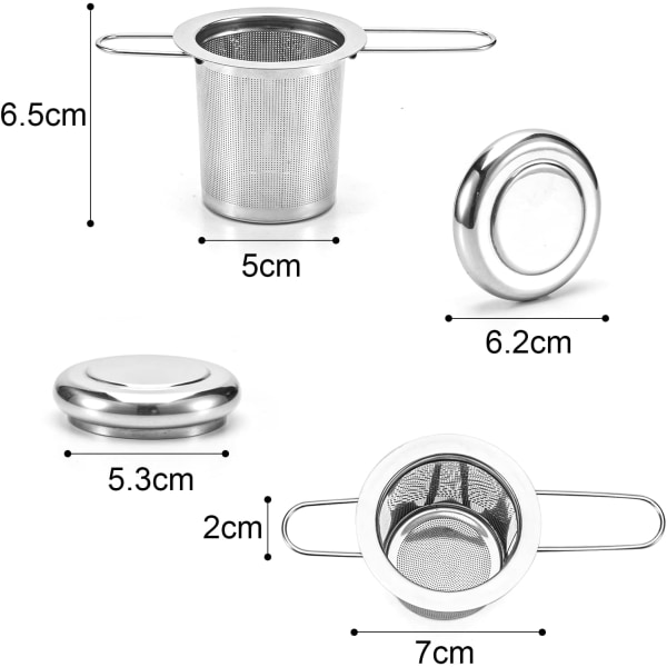 2 STK tefilter, 304 rustfritt stål tefilter teinfuser med