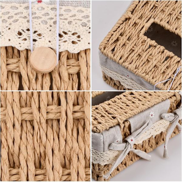 1 stk (20x14x10cm) Rektangulær Vævet Vævsæske Rattan Vævsæske