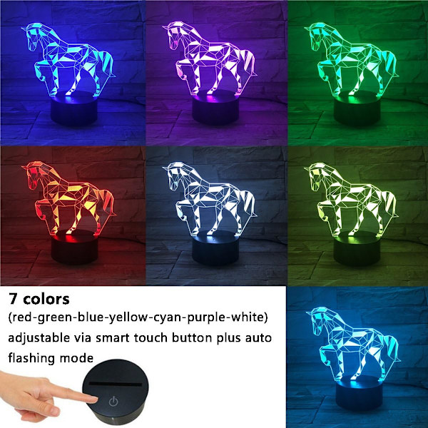 3D Optisk Illusionslampe LED Nattelys, Optiske Illusionsnattlampe