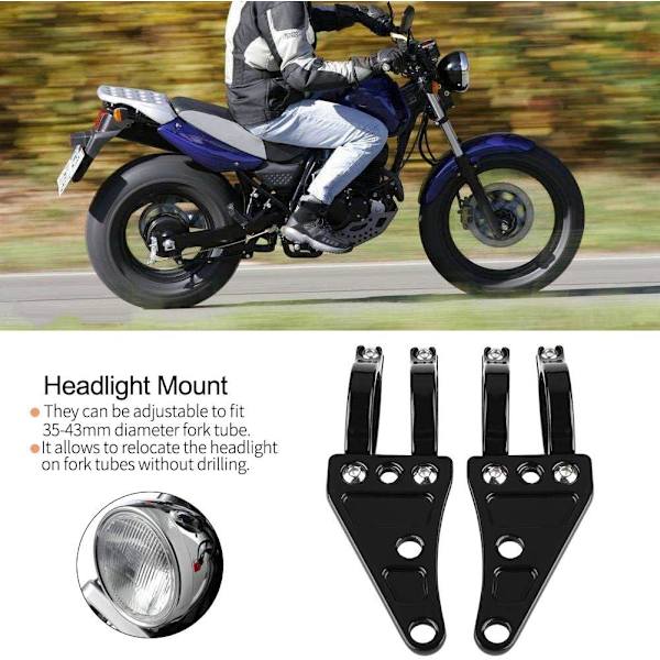 2 stk. Motorcykel Forlygtebeslag Beslag Forlygte Klemmer Holder A