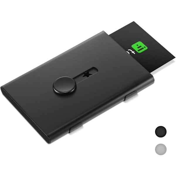 2 Pak Sort, Grå USB-nøgle Visitkort Holder Rustfrit Stål Visitkort Etui Bærbar Udtrækkelig Navneholder Pung Flot Design Lomme