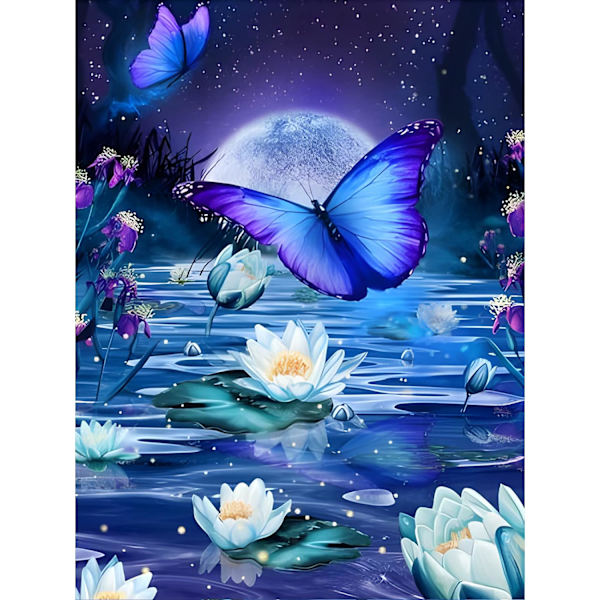 5D Perhonen Timanttimaalaussetti Aikuisten ja Lasten 30x40cm, DIY M
