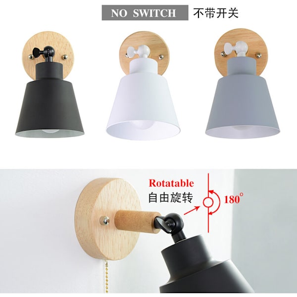 Dimmer vegglampe, stikkontakt eller kabel, matt lys rosa, rosa uten bryter
