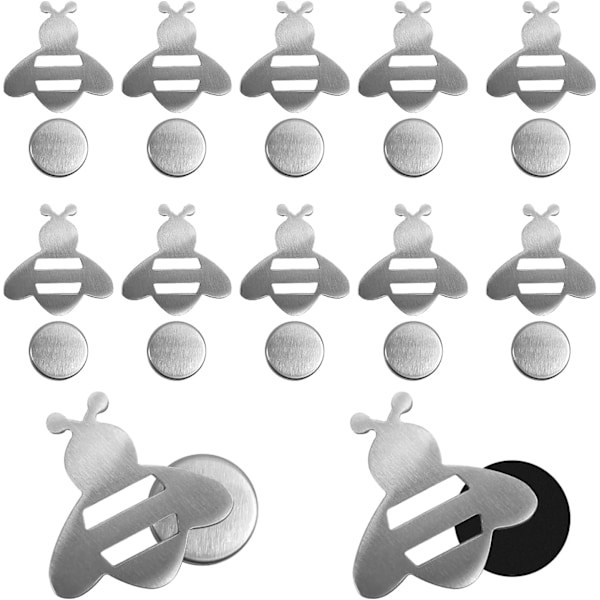 12 st Magnetiska Dukvikter Bi-form Rostfritt Stål Dukvikter Dukklämmor för Utomhus Picknick Fest Trädgård Inomhus (Silver)